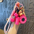 Mini Barbell Plates Keychain with D-shaped Buckle Water Cups Simulation Dumbbells Keyring Creative Bag Charm
