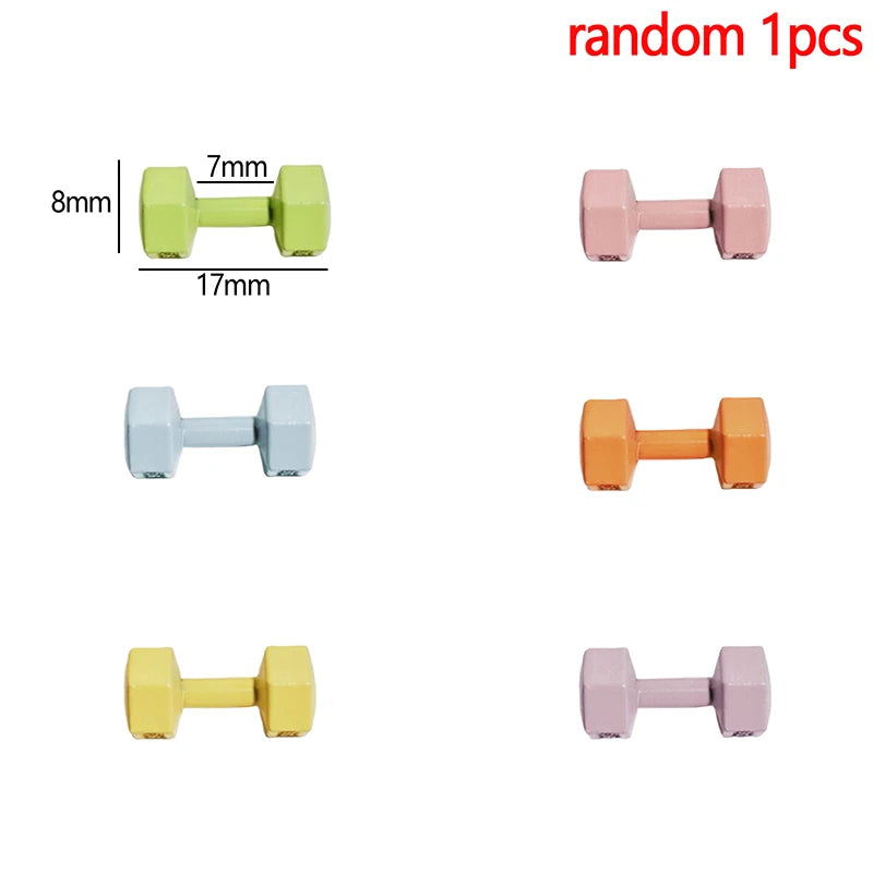 3Pcs 1:12 Dollhouse Simulation Weightlifting Dumbbell Model Set Dollhouse Sports Scene Exercise Machine Decoration Accessories