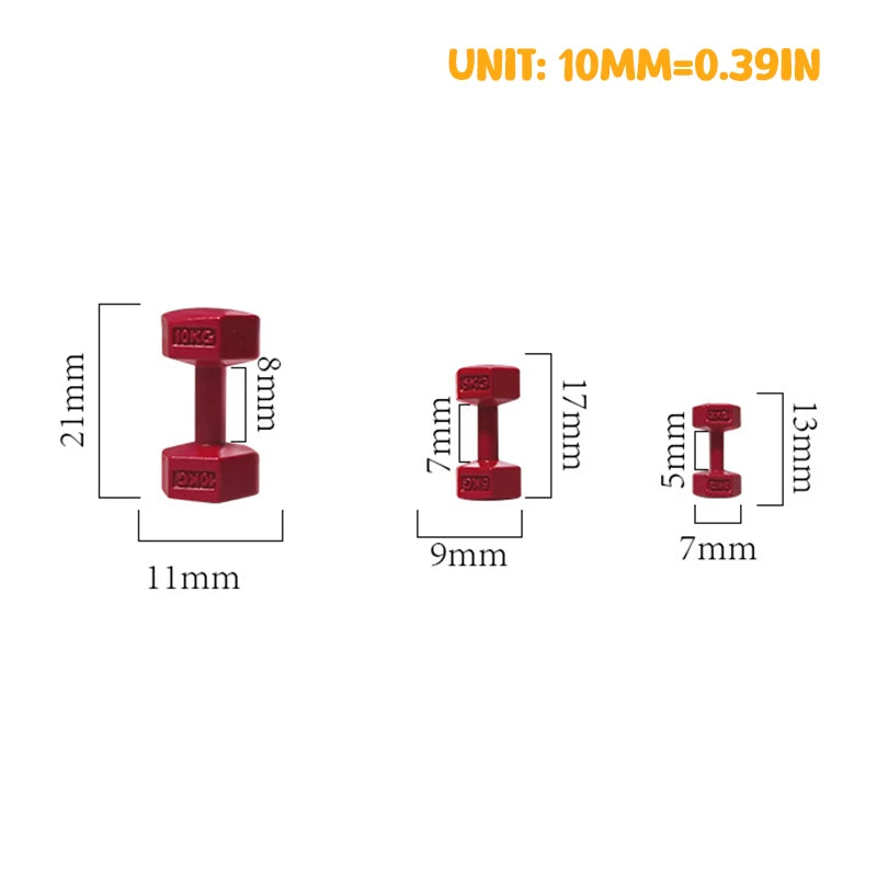 3Pcs 1:12 Dollhouse Simulation Weightlifting Dumbbell Model Set Dollhouse Sports Scene Exercise Machine Decoration Accessories