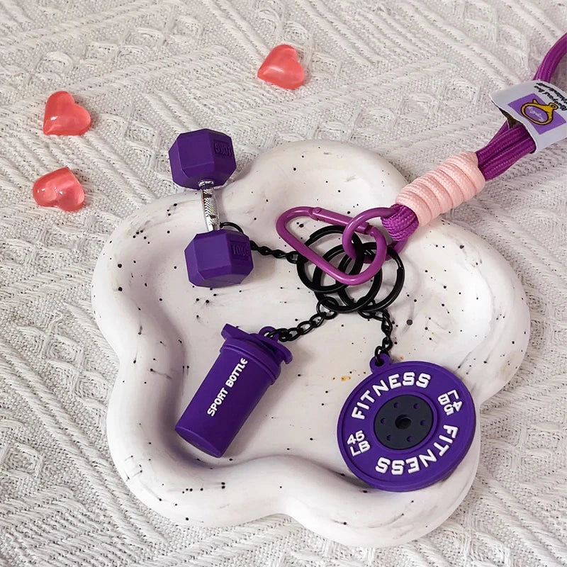 2025 HOT! Fitness Keychain Gym Barbell Key chain Weightlifting Keyring Silicone Weight Plate Gym Gifts Workout Gifts Bag gift