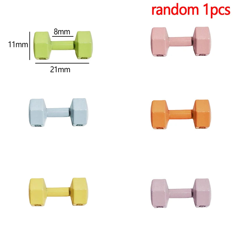 3Pcs 1:12 Dollhouse Simulation Weightlifting Dumbbell Model Set Dollhouse Sports Scene Exercise Machine Decoration Accessories