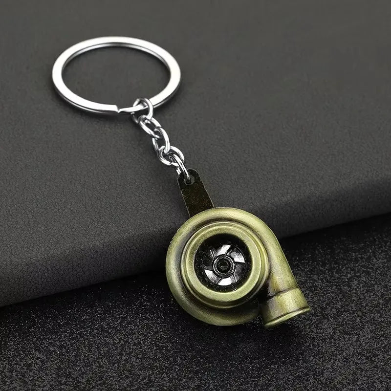 Stainless Steel Car Keychains Brake Disc Turbocharger Gear Design Keyrings Creative Mechanical Car Parts Keychain Gift for Men