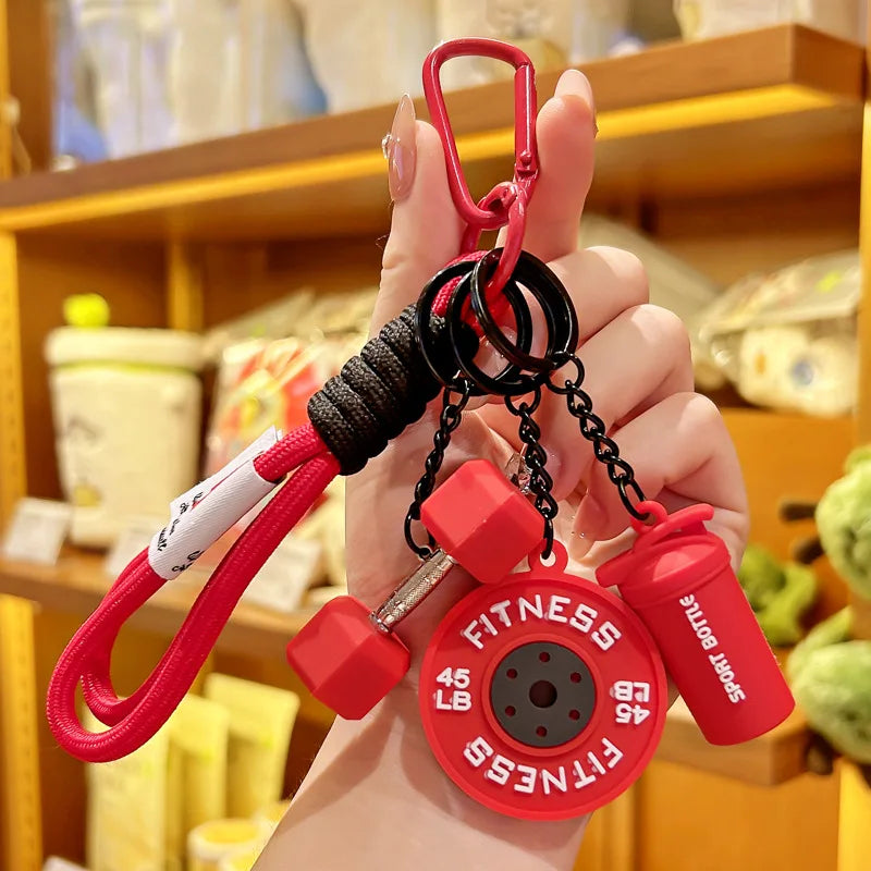 2025 HOT! Fitness Keychain Gym Barbell Key chain Weightlifting Keyring Silicone Weight Plate Gym Gifts Workout Gifts Bag gift