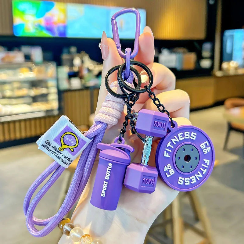 2025 HOT! Fitness Keychain Gym Barbell Key chain Weightlifting Keyring Silicone Weight Plate Gym Gifts Workout Gifts Bag gift