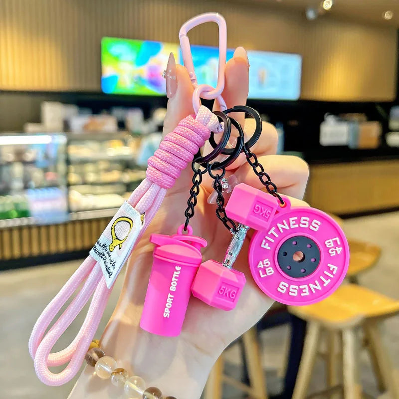 2025 HOT! Fitness Keychain Gym Barbell Key chain Weightlifting Keyring Silicone Weight Plate Gym Gifts Workout Gifts Bag gift