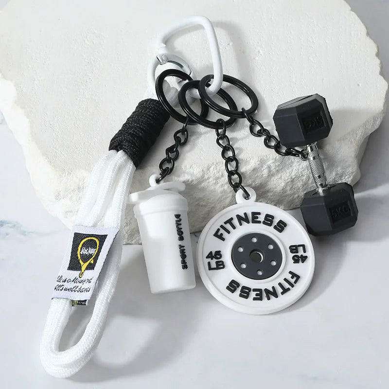 2025 HOT! Fitness Keychain Gym Barbell Key chain Weightlifting Keyring Silicone Weight Plate Gym Gifts Workout Gifts Bag gift