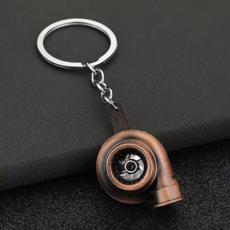 Stainless Steel Car Keychains Brake Disc Turbocharger Gear Design Keyrings Creative Mechanical Car Parts Keychain Gift for Men