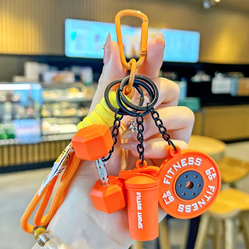 2025 HOT! Fitness Keychain Gym Barbell Key chain Weightlifting Keyring Silicone Weight Plate Gym Gifts Workout Gifts Bag gift