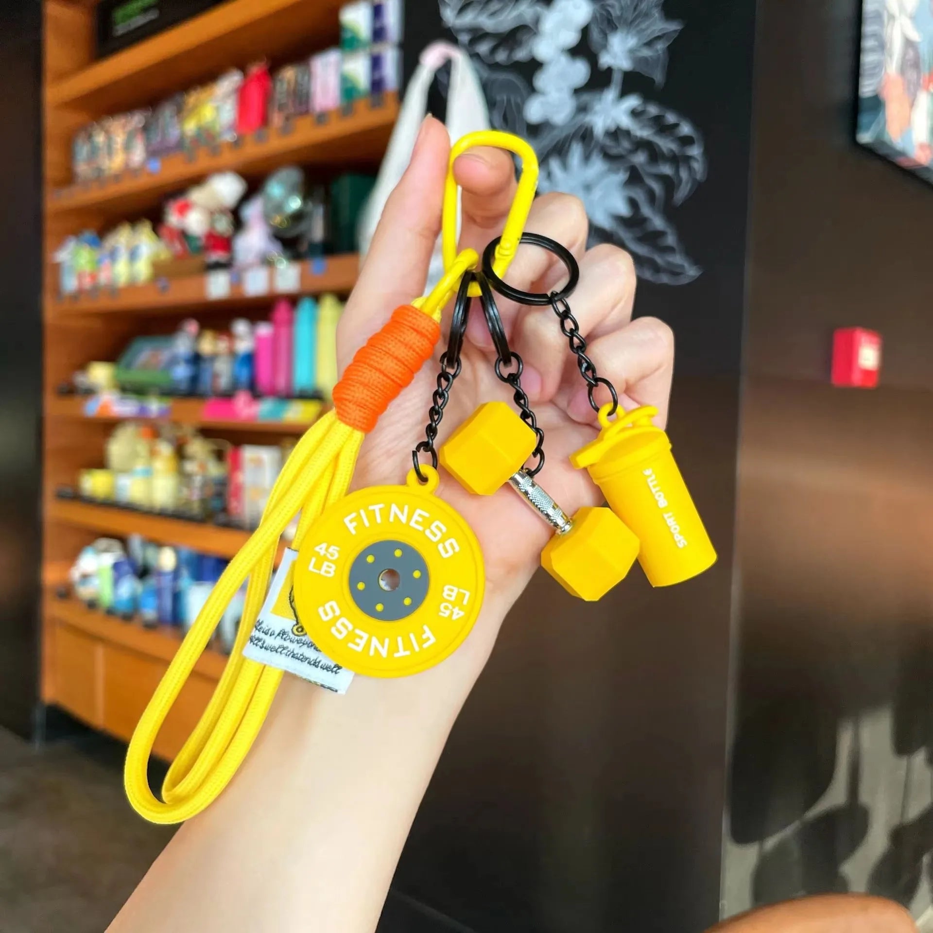 2025 HOT! Fitness Keychain Gym Barbell Key chain Weightlifting Keyring Silicone Weight Plate Gym Gifts Workout Gifts Bag gift