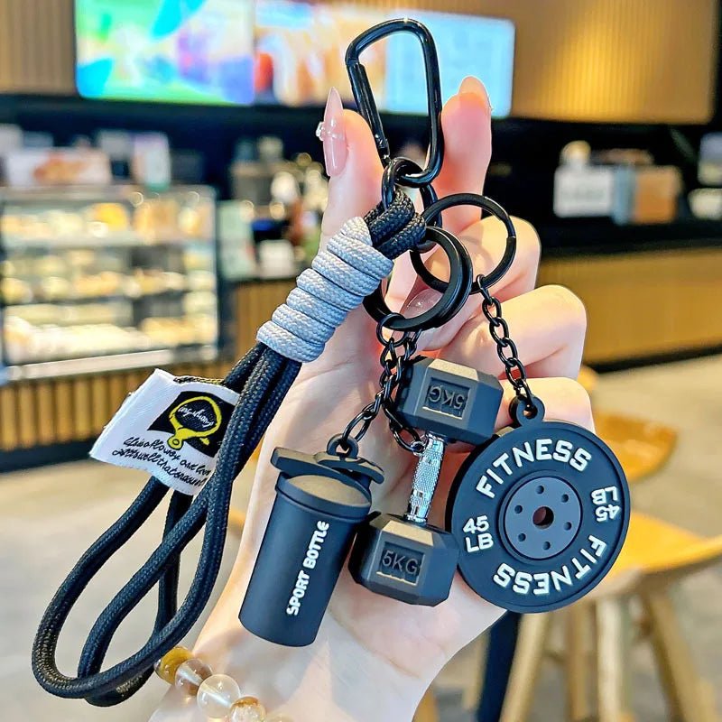 2025 HOT! Fitness Keychain Gym Barbell Key chain Weightlifting Keyring Silicone Weight Plate Gym Gifts Workout Gifts Bag gift