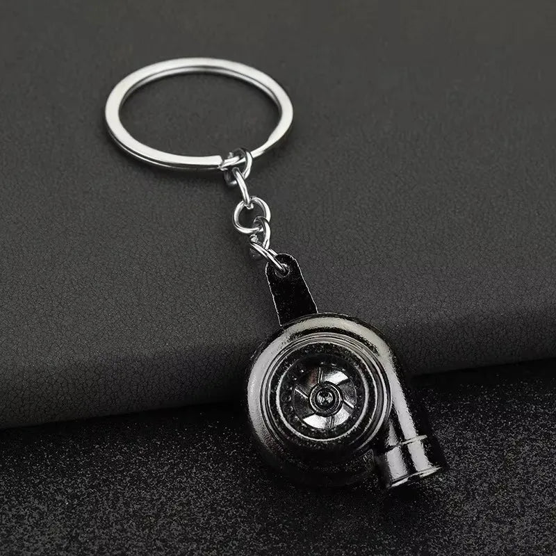 Stainless Steel Car Keychains Brake Disc Turbocharger Gear Design Keyrings Creative Mechanical Car Parts Keychain Gift for Men