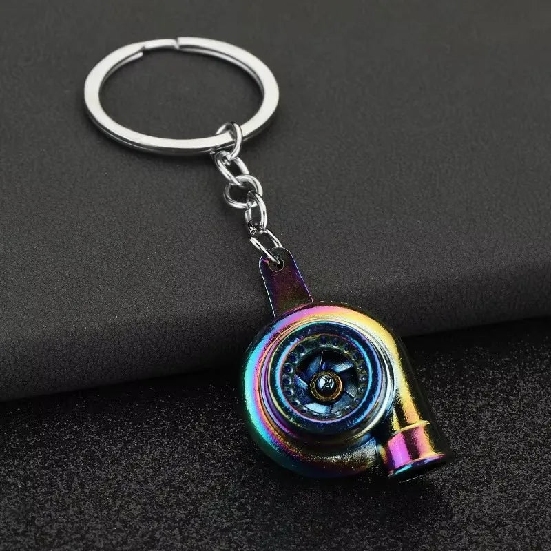 Stainless Steel Car Keychains Brake Disc Turbocharger Gear Design Keyrings Creative Mechanical Car Parts Keychain Gift for Men