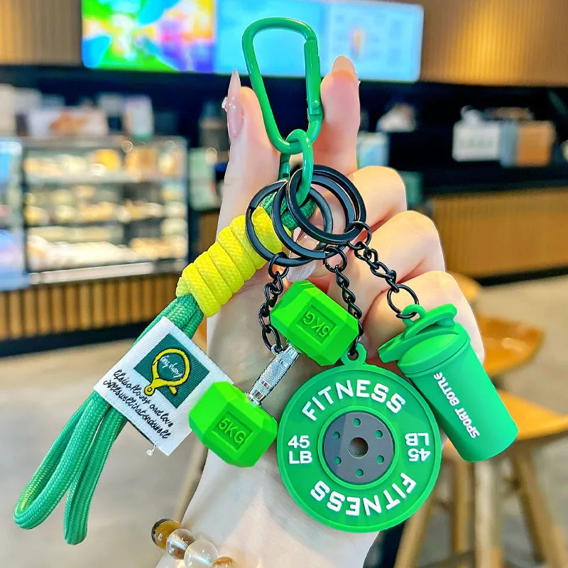 2025 HOT! Fitness Keychain Gym Barbell Key chain Weightlifting Keyring Silicone Weight Plate Gym Gifts Workout Gifts Bag gift