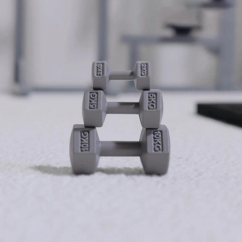 3Pcs 1:12 Dollhouse Simulation Weightlifting Dumbbell Model Set Dollhouse Sports Scene Exercise Machine Decoration Accessories