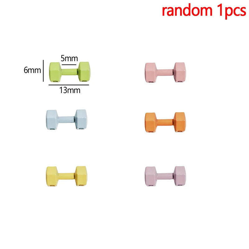 3Pcs 1:12 Dollhouse Simulation Weightlifting Dumbbell Model Set Dollhouse Sports Scene Exercise Machine Decoration Accessories