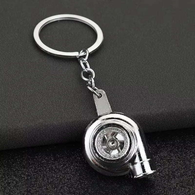 Stainless Steel Car Keychains Brake Disc Turbocharger Gear Design Keyrings Creative Mechanical Car Parts Keychain Gift for Men